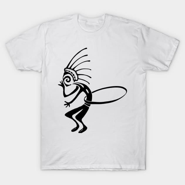 Kokopelli hula hoop black T-Shirt by ngmx